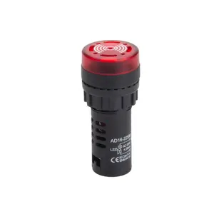 Lvbo सूचक प्रकाश ध्वनि बटन रिकॉर्ड करने योग्य बजर प्लास्टिक लाल 220 वी एसी तार लीड 720