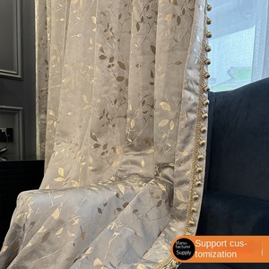 Pháp phong cách lãng mạn vàng <span class=keywords><strong>grey</strong></span> in Grommet weave1000g Jacquard ánh sáng sang trọng Rèm cho phòng khách và phòng ngủ - Product Image 2