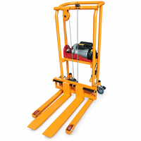 Chariot élévateur à palettes électrique compact avec fourches en acier, élévateur de matériaux portable pour entrepôt et atelier