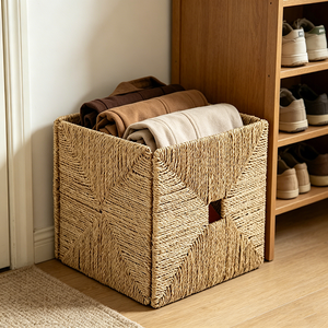 Panier carré tressé en jonc de mer fait main, écologique, multi-usages, tailles personnalisées, prix usine pour articles ménagers - Product Image 3