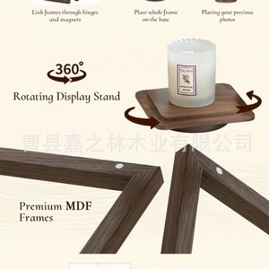 <b>Rotatable</b> Wooden Photo Frame 4x6 Inch Desktop Display Stand Vertical Solid Wood Four Sided Picture Holder - Product Image 3