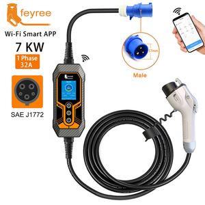 Chargeur de voiture électrique réglable 7 kW avec contrôle par application, prise J1772, 16/32A, câble de 5 m pour station de recharge de voiture électrique - Product Image 1