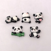 Adorables Breloques en Résine Panda Dessin Animé Kawaii, Pendentifs Plats pour Boucles d'Oreilles, Porte-clés, Accessoires de Bricolage pour la Fabrication de Bijoux