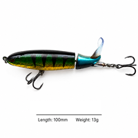 LUSHAZER Leurre de pêche segmenté 100mm 13g, flottant, avec queue à hélice, hameçon triple, pour pêche en surface, pour Black-bass, Brochet, Perche