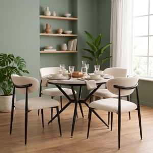 Modern <b>Foldable</b> Dining Set <b>with</b> Solid Back Design Durable Stainless Steel 5-Piece Contemporary Home Furniture Space-Saving - Product Image 1