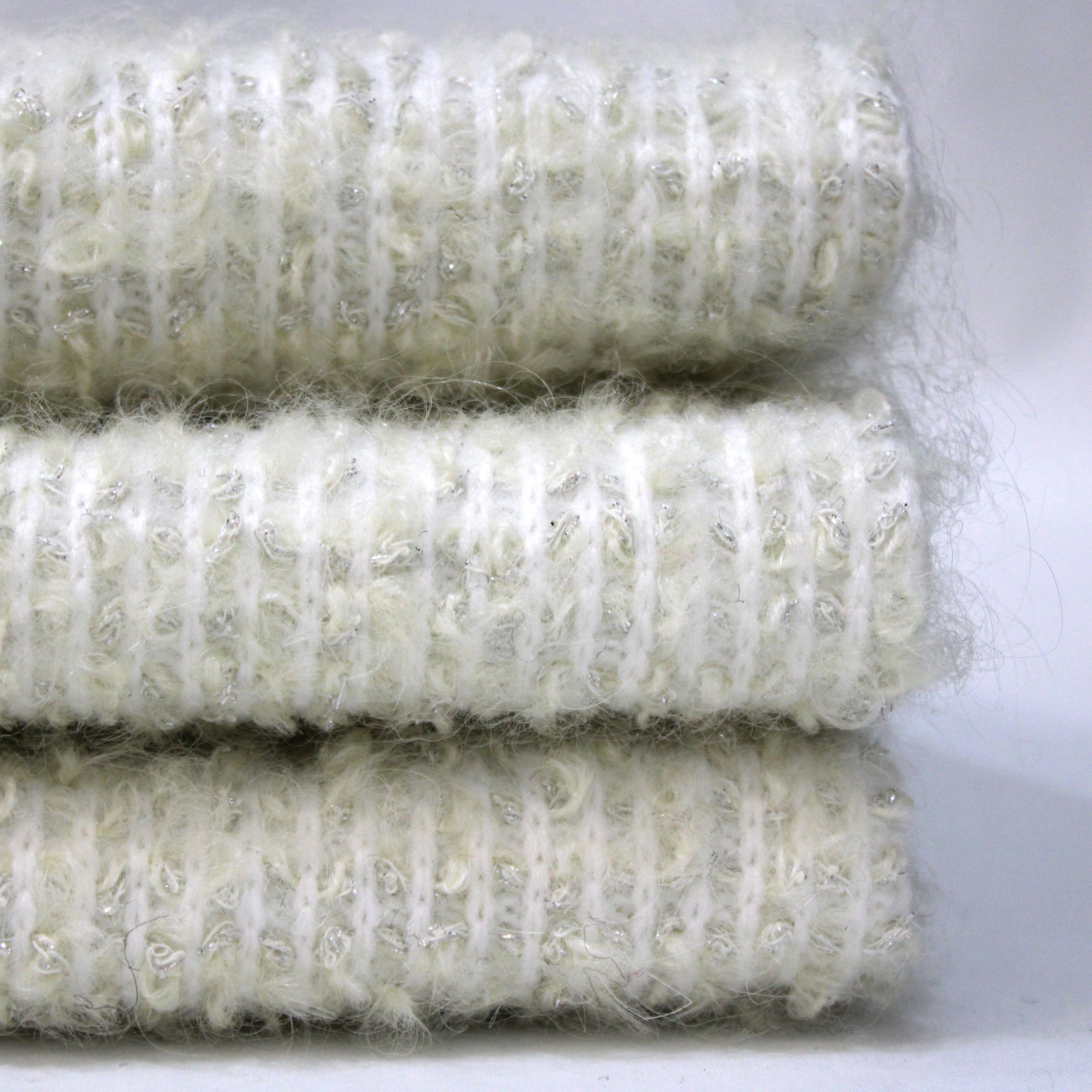 New Design Winter Warm Custom Shinning Silver Cord Knitted Teddy Mohair Woolen Alpaca Wool Blended Boucle Fabric for Coat