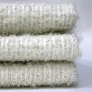 New Design Winter Warm Custom Shinning Silver Cord Knitted Teddy Mohair Woolen Alpaca Wool Blended Boucle Fabric for coat