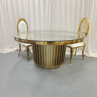 Mesa de Comedor Redonda Moderna y Duradera de Acero Inoxidable para Bodas, Hoteles, Banquetes y Restaurantes