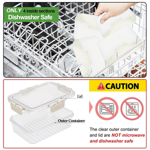 Portable 4 Compartment Clear Plastic <b>Snack</b> Platter <b>Snack</b> Box <b>Container</b> Snackle Storage Box Divided Serving Tray with Lid - Product Image 4