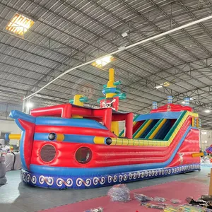 Jumping bouncy castle inflatable dry slide boat for sale kids outdoor inflatable pirate ship