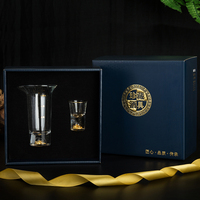 Coffret Cadeau Classique de Carafe à Whisky et Vin avec Fond Doré, Comprend des Verres Transparents 500-1000ml, Verseur, Logo Personnalisé