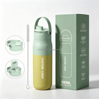 Bouteille isotherme classique en acier inoxydable de 30 oz et 40 oz avec paille filtrante réutilisable, isolation thermique de 12 à 24 heures pour