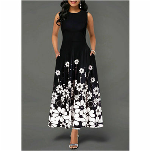 Đầm maxi dài in hoa thanh lịch dành cho nữ không tay Đầm hoa dài - Product Image 2