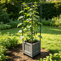 Jardinière de 12 pouces pour plantes grimpantes, à assembler et démonter, pour la culture verticale des tomates, avec cage de support, bac de plantation de jardin