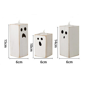 Centres de table maison fête Halloween décor rustique en bois chauffe-plat bougeoirs fantôme bois chauffe-plat <span class=keywords><strong>bougeoir</strong></span> ensemble - Product Image 6