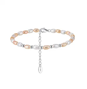 Joyería Fina, Pulsera de Plata de Ley 925 <span class=keywords><strong>con</strong></span> Perlas Barrocas Mixtas Blancas y Rosas, Joyería Elegante para Mujer, Regalos - Product Image 6