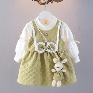Vestido de Niña con Lazo Dulce para Primavera y Otoño, Estilo Princesa, Ropa de Manga Larga para Niñas - Product Image 1