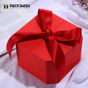 Octagonal Shape Double Side Open Ribbon Closure Cosmetic Packaging Gift Paper Box For Make Up Wedding Flavors Sweets Gift