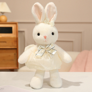 Jouets en peluche lapin personnalisés avec logo, nœud papillon, robe rose, <span class=keywords><strong>petit</strong></span> lapin blanc, poupées en peluche, oreillers décoratifs, cadeaux pour la fête des enfants - Product Image 5