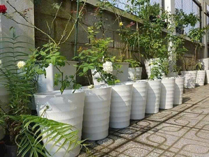 Macetas de Plástico Moldeadas por Inyección, Duraderas, Altas y Cónicas, con Efecto Piedra, con Orificio de Drenaje, Ecológicas, para Suelo - Product Image 5