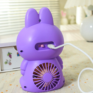 Cartoon <b>Rabbit</b> Desk Fan With Led <b>Light</b> Usb Rechargeable Portable Mini Fan For Kids - Product Image 3