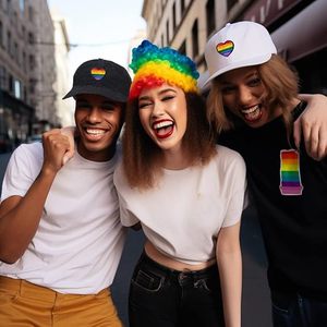 Gorra de béisbol con bordado de corazón de arcoíris de algodón personalizado, sombrero de papá sin estructura liso de 6 paneles con ala curva de alta calidad - Product Image 6