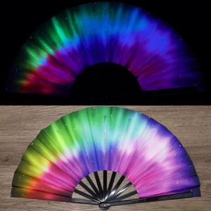 พัดพับโฮโลแกรมสะท้อนแสงสีรุ้งขนาดใหญ่สำหรับผู้หญิง เหมาะสำหรับงานเทศกาลและชุดแต่งกาย ใช้ในงานการศึกษา - Product Image 3