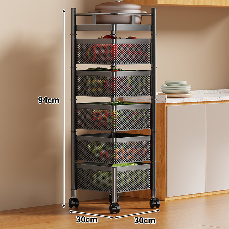 Multifunctional Black Rotating Shelf [Five-Tier Square]