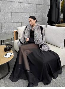 Boléro en <span class=keywords><strong>fourrure</strong></span> de renard argenté véritable de qualité supérieure pour femme, veste courte d'hiver en <span class=keywords><strong>fourrure</strong></span> de renard moelleuse, élégante pour mariage et soirée, vêtement d'extérieur en <span class=keywords><strong>fourrure</strong></span> - Product Image 5