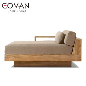 Material de madera de teca maciza para exteriores Modular brazo derecho cama de día muebles de teca piscina - Product Image 1