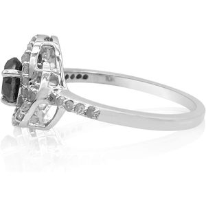 Anillo de Diamantes de 1.02 Quilates, Corte Redondo, Halo Negro, Anillo de Compromiso para Mujer, Oro Blanco de 10k - Product Image 3