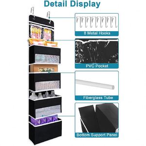 5-Shelf Door Hanging Organizer Wall Mount Storage for Wardrobe Bedroom Doors 4 Large Pockets 2 PVC Pockets Foldable Minimalist - Product Image 3