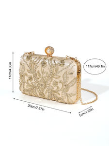 Bolso <span class=keywords><strong>de</strong></span> Mano Jialing 2025 con Diseño Floral, Bordado con Perlas, Lentejuelas, Satén, Estilo Cruzado, para Novia, <span class=keywords><strong>de</strong></span> Alta Calidad - Product Image 3