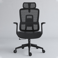 Chaise de bureau pivotante réglable en hauteur avec appui-tête réglable + dossier en maille respirante + cadre en acier + roulettes
