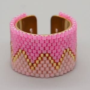 Anello Estivo all'Ingrosso in Stile Bohémien con Perline Miyuki Antiche, Gioiello Intrecciato a Mano in Acciaio Inossidabile per Donne - Product Image 6