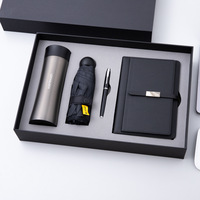 Set de Regalo Empresarial de Lujo con Termo, Paraguas y Libreta, Caja de Regalo Corporativa de 3 Piezas con Logotipo Personalizado para Clientes y Empleados