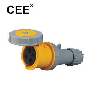 CEE IP67 3pin 110v elektrik fişi soketi sarı endüstriyel 125a soket