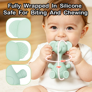Adorable hochet en silicone en forme d'éléphant, jouets de dentition pour bébé, doux et sensoriels, pour nouveau-né, <span class=keywords><strong>cadeau</strong></span> - Product Image 3