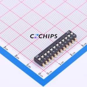 DSIC12LSGET DIP Switch SMD-24P,6x30.5mm Switch Flat Toggle, Raised Type Single Pole Single Throw 12 Gull Wing Type - Product Image 1