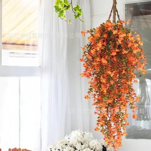 Artificial <b>Eucalyptus</b> Wall Hanging Orange Red Long <b>Branch</b> Indoor Outdoor Decoration - Product Image 4