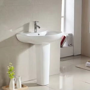 Lavabo de Pedestal Completo de Cerámica Moderno para Baño <span class=keywords><strong>Pequeño</strong></span> <span class=keywords><strong>con</strong></span> Desagüe, Lavamanos Independiente Fabricado por el Mejor Fabricante de Lavabos de Pedestal - Product Image 3