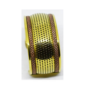 Vintage 1990 Chicago Victorian Muslim Chunky Gold Bangle Oval Themed <b>copper</b> cuff <b>bracelet</b> gift Gold Jewelry Gift for Sister - Product Image 1