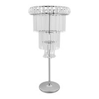 Support de fleurs de luxe en métal doré pour banquet, centre de table de mariage avec pendentif en cristal pour la décoration