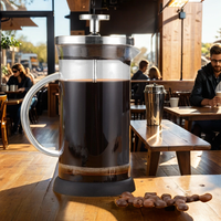 Cafetière à piston française en acier inoxydable résistant à la chaleur et verre borosilicate avec échelle graduée