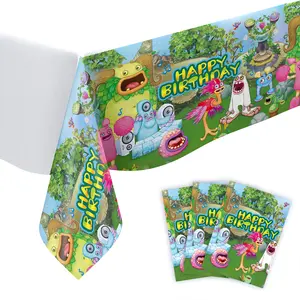 Individuelles My Singing Monsters Party-Dekorationsset Papierteller Kinder-Geburtstagsfeier Thanksgiving und Valentinstag