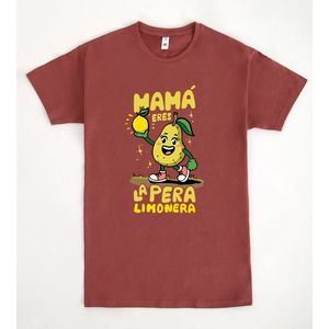 Camiseta Mama Eres La Pera Limonera Roja de Manga Corta Unisex con Cuello Redondo y Estampado Digital, Ropa Promocional - Product Image 1