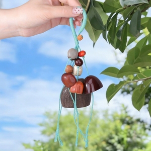 Wholesale HandWoven Ring Fu Character Natural Fruit Shell <b>Wind</b> <b>Chime</b> For Car Rearview Mirror Hanging Ornament - Product Image 5