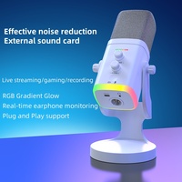 Microphone à condensateur dynamique YU8 avec éclairage RGB, suppression du bruit, 48V, léger, filaire, type-C, pour streaming en direct, jeux et enregistrement