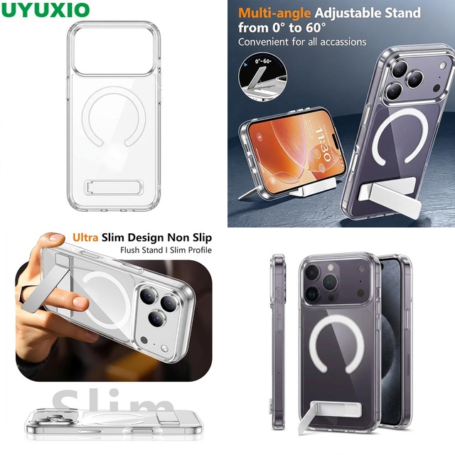 Rugged Magnetic Kickstand Case for iPhone 17 16 15 14 13 12 Pro Max 11 13 Mini Anti-Drop Protective Shield & Hands free Stand