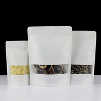 Stand up White Kraft Paper Reclosable Ziplock Plain Heat Sealable Food Packaging Doypack Pouches Bags With Matte Window